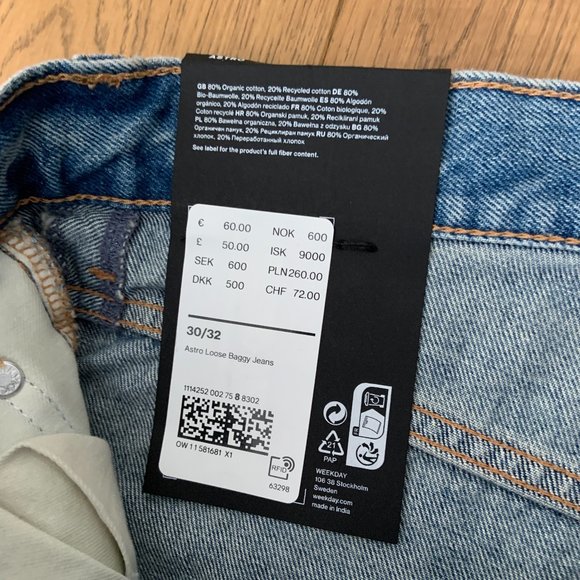 Women's Weekday Astro Loose Baggy Blue Jeans Denim Wide Leg Size 30/32 - Picture 4 of 13